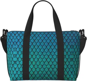 blue fish scale Duffel Bags for Traveling, Lightweight Personal Item Travel Bags for Women, Gym Bags for Men