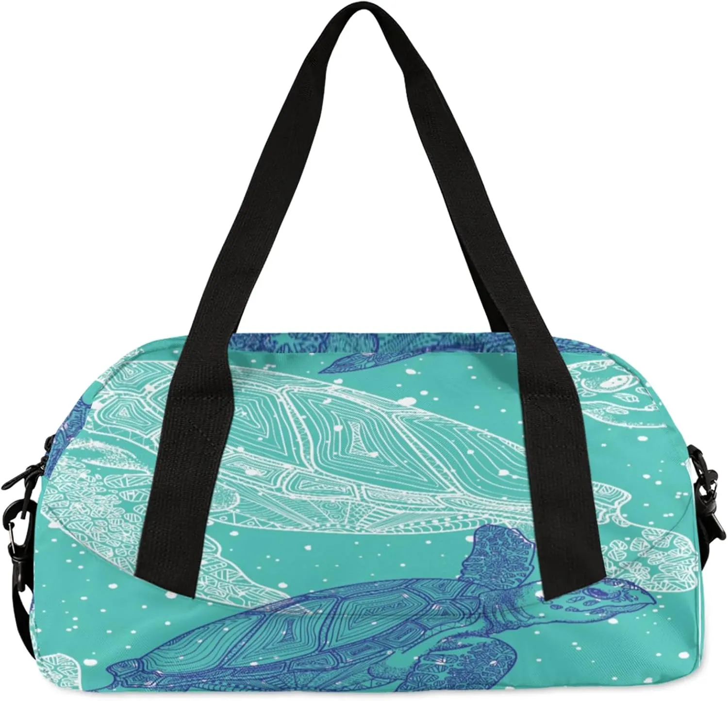 Blue Turtle Kids Duffel Bag Lightweight Waterproof Sports Gym Bag with Front Zipper Pocket Foldable Weekender Overnight Bag for School Practice Gymnastic Ballet
