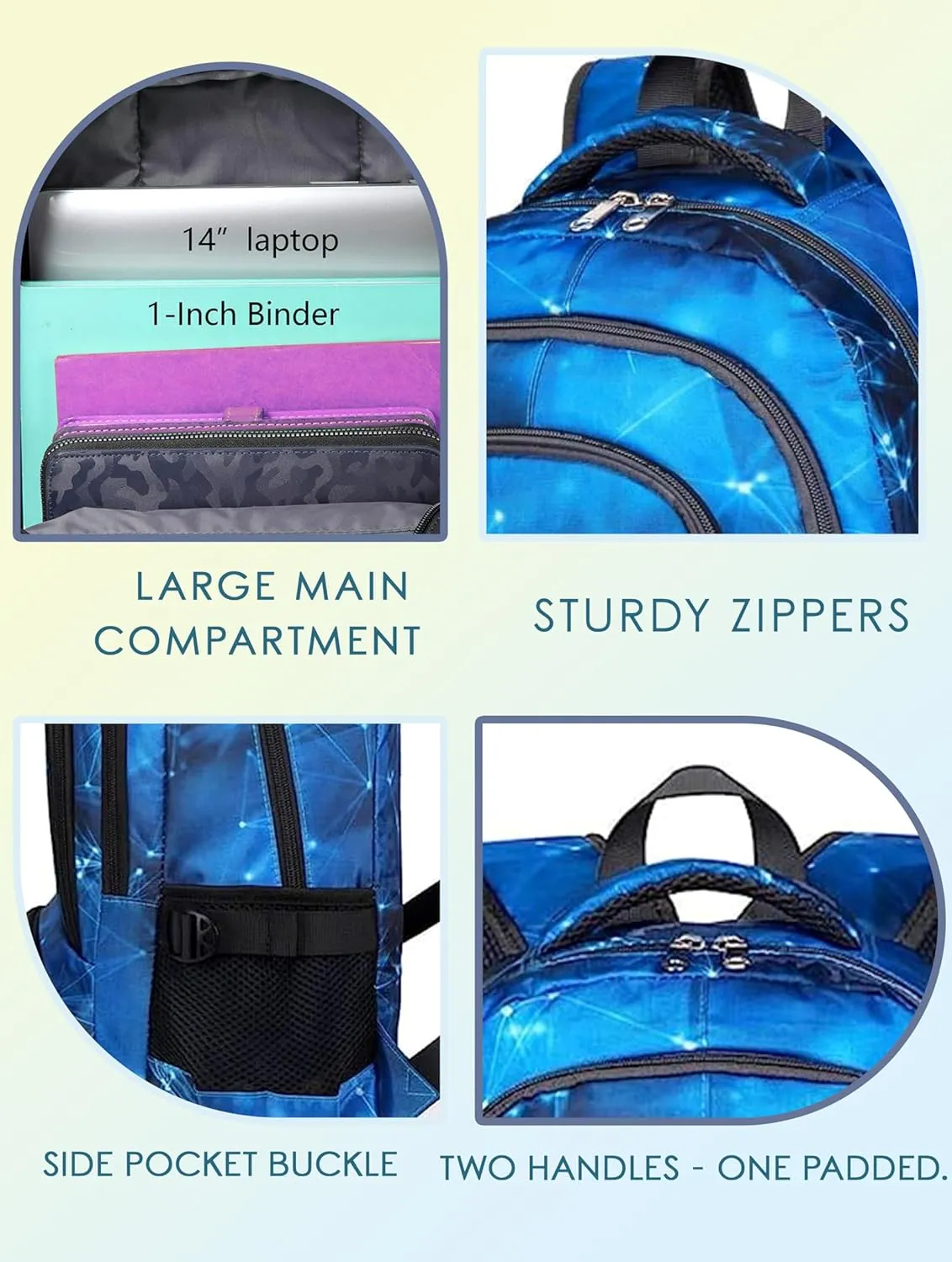 BLUEFAIRY Kids Backpack for Boys School Bookbags for Elementary Primary Middle School Bags Bulk Book Bags for Teens Childs Mochilas para Niños Aged 8-10 Star Blue 5 Pack