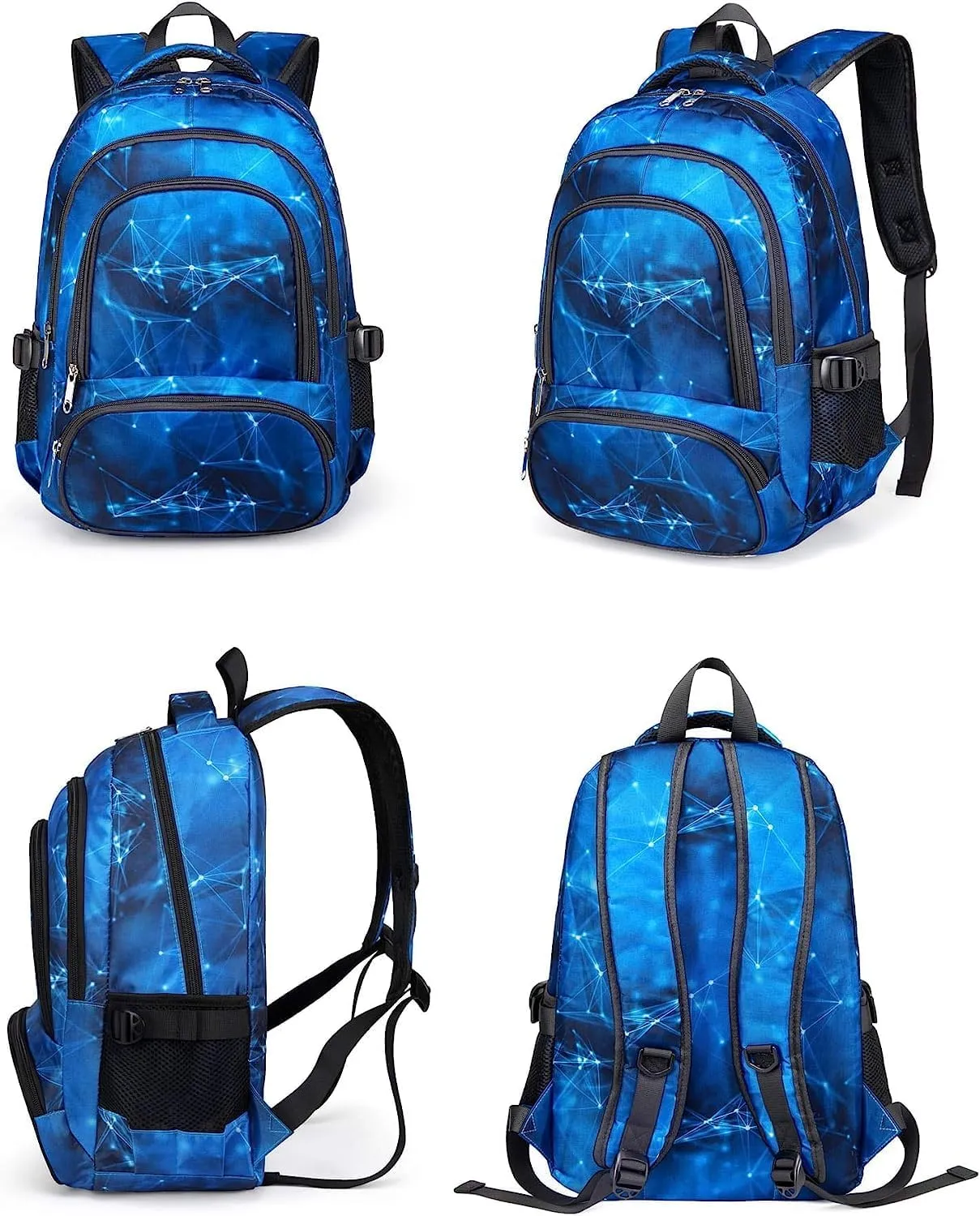 BLUEFAIRY Kids Backpack for Boys School Bookbags for Elementary Primary Middle School Bags Bulk Book Bags for Teens Childs Mochilas para Niños Aged 8-10 Star Blue 5 Pack