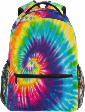 Boccsty Rainbow Swirl Tie Dye Kids Backpack for Boys Girls Boho Spiral Backpacks Preschool Toddler BookBags Kindergarten Elemetary School Bags