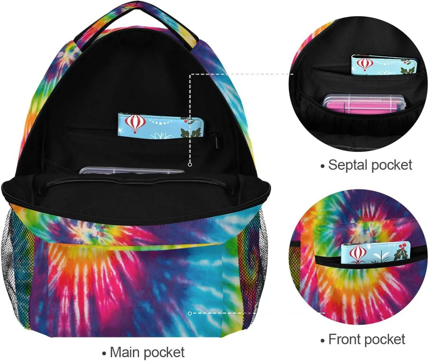 Boccsty Rainbow Swirl Tie Dye Kids Backpack for Boys Girls Boho Spiral Backpacks Preschool Toddler BookBags Kindergarten Elemetary School Bags
