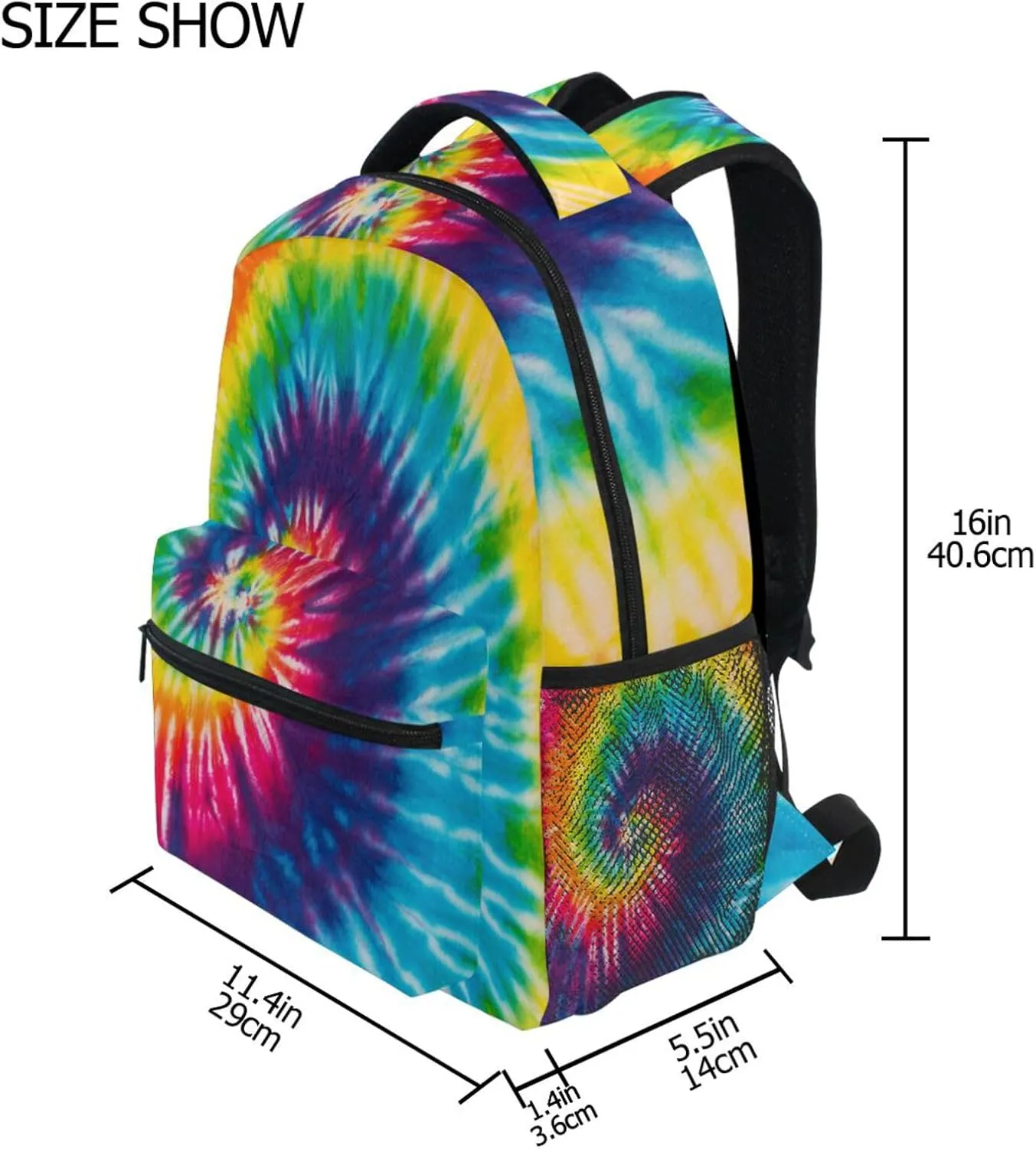 Boccsty Rainbow Swirl Tie Dye Kids Backpack for Boys Girls Boho Spiral Backpacks Preschool Toddler BookBags Kindergarten Elemetary School Bags