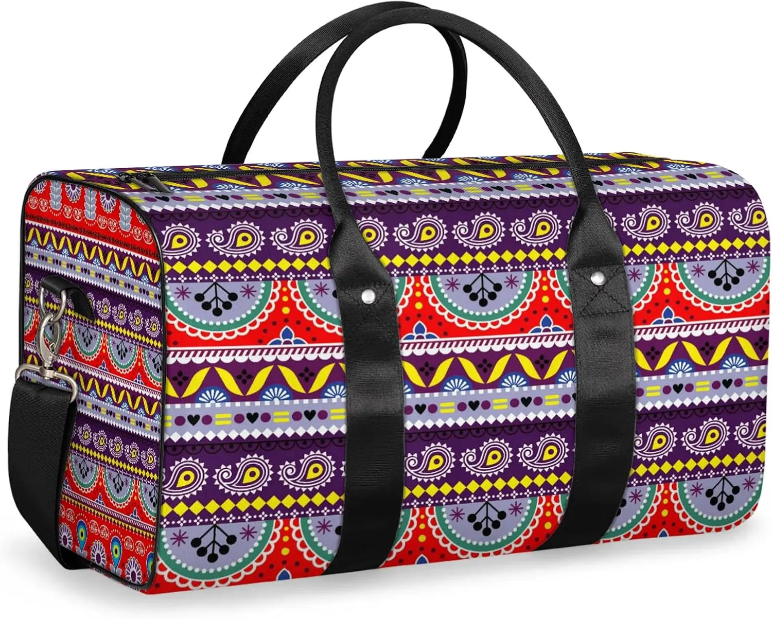 Bohemian Style Floral Travel Duffle Bag, Weekender Bags for Women Men, Carry on Overnight Bag Waterproof Gym Bags, Hospital Bag for Labor and Delivery