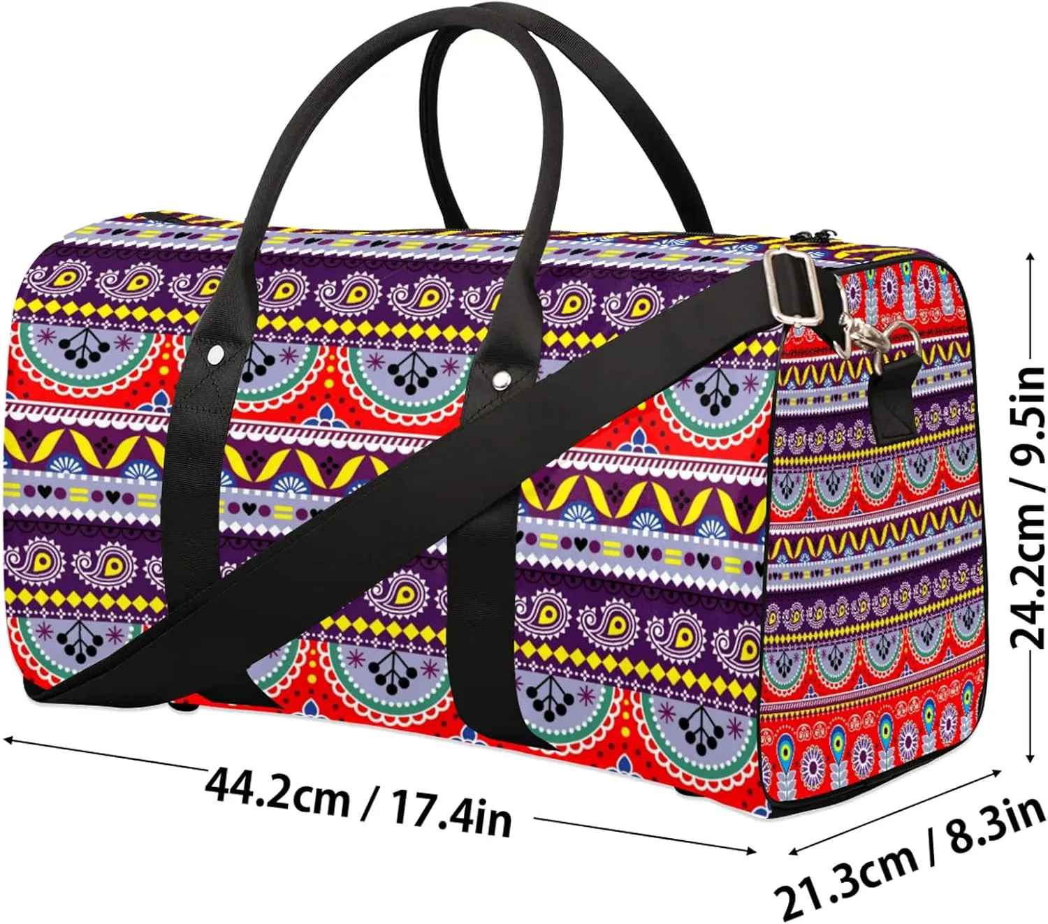 Bohemian Style Floral Travel Duffle Bag, Weekender Bags for Women Men, Carry on Overnight Bag Waterproof Gym Bags, Hospital Bag for Labor and Delivery