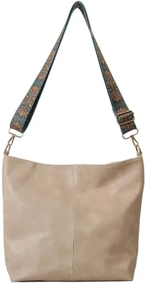 Boho Chic Large Capacity Women's Shoulder Bag, Vintage Wide Strap Crossbody Tote, Casual Commuter Bag