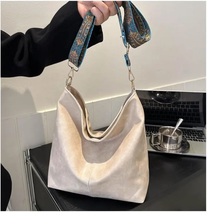 Boho Chic Large Capacity Women's Shoulder Bag, Vintage Wide Strap Crossbody Tote, Casual Commuter Bag