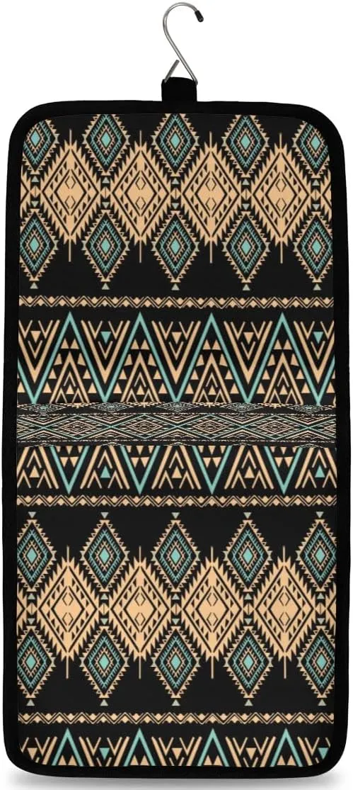 Boho Southwest Ethnic Tribe Style Pattern Hanging Toiletry Bag Waterproof Makeup Cosmetic Bag Travel Bag Organizer for Accessories Shampoo Full Sized Container Travel-Essentials Toiletry Bag