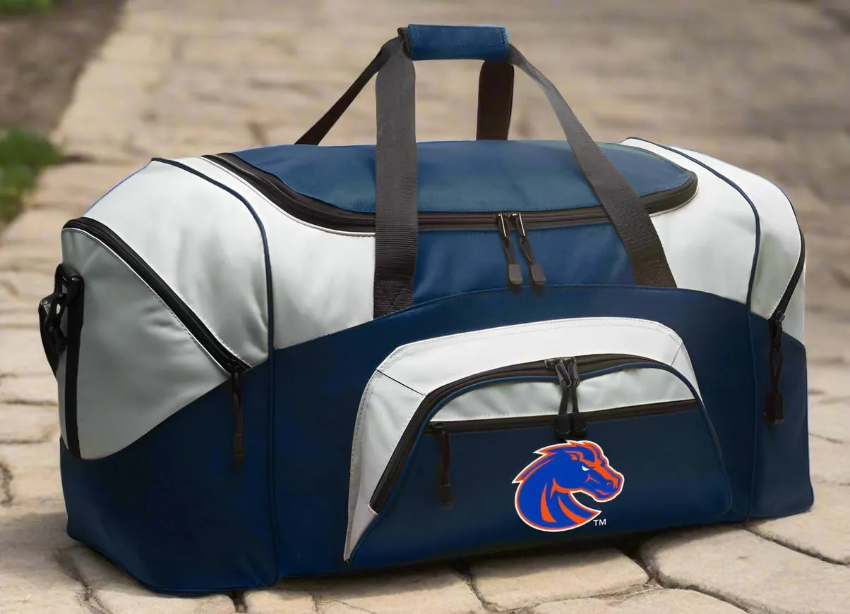 Boise State Suitcase Duffel Bag Large Boise State University Duffle for Travel or Sports Gear Bag (Navy)