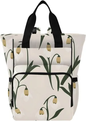 Bolaz Diaper Backpack for Moms,Multifunction Baby Nappy Changing Bags with Insulated Pockets,Minimalist Snowdrop Pattern