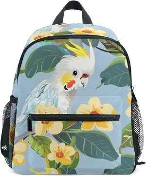 Bolaz Upgraded Backpack for School Teenagers Girls Boys-Cockatiel Parrots Vector Graphic,Travel Bag with Chest Buckle and Whistle