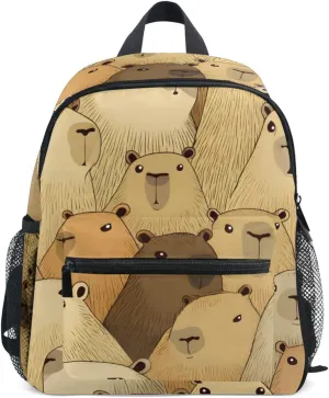 Bolaz Upgraded Backpack for School Teenagers Girls Boys-Dense Capybara Pattern,Travel Bag with Chest Buckle and Whistle