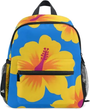 Bolaz Upgraded Backpack for School Teenagers Girls Boys-Hibiscus Flower Yellow Pattern,Travel Bag with Chest Buckle and Whistle