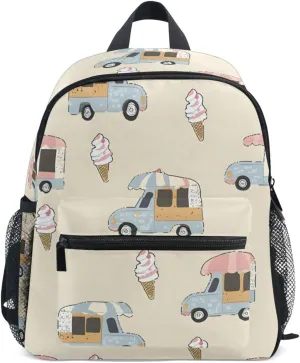 Bolaz Upgraded Backpack for School Teenagers Girls Boys-Ice Cream Trucks Pattern,Travel Bag with Chest Buckle and Whistle