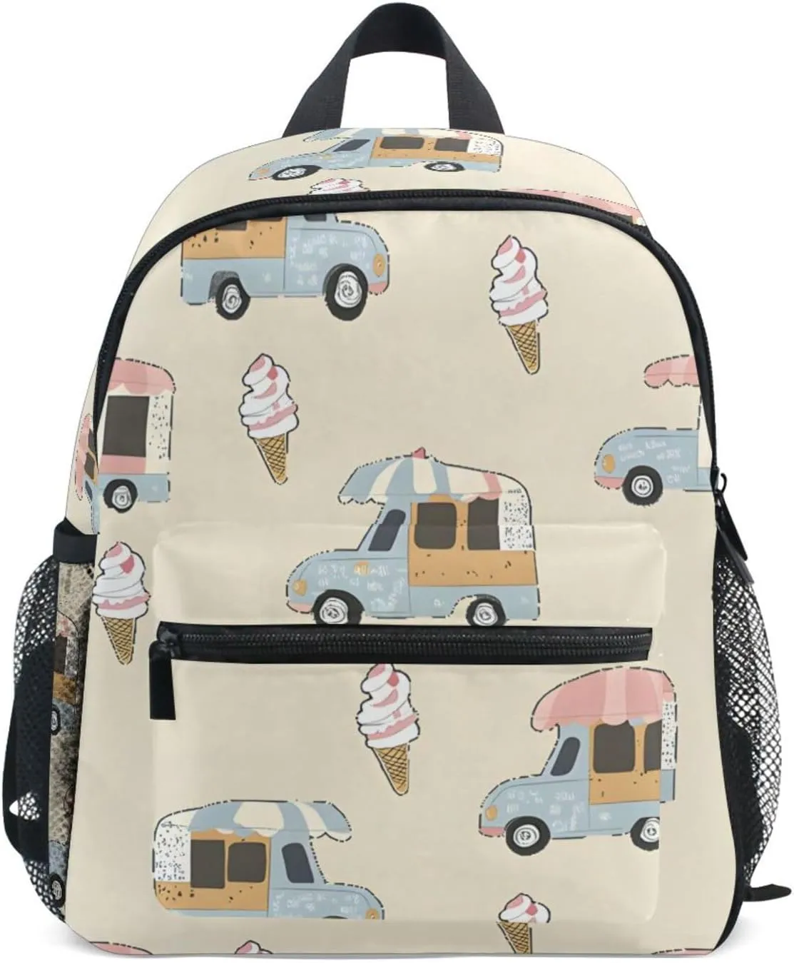 Bolaz Upgraded Backpack for School Teenagers Girls Boys-Ice Cream Trucks Pattern,Travel Bag with Chest Buckle and Whistle