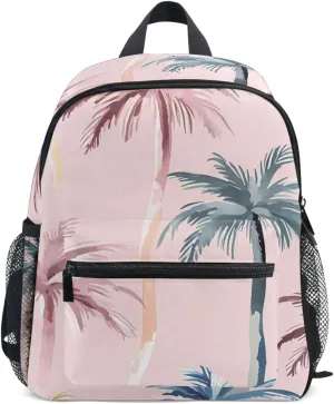 Bolaz Upgraded Backpack for School Teenagers Girls Boys-Palm Trees Pink Background Pattern,Travel Bag with Chest Buckle and Whistle