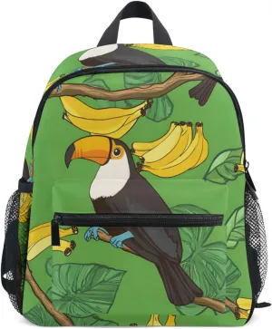 Bolaz Upgraded Backpack for School Teenagers Girls Boys-Toucan Yellow Banana Pattern,Travel Bag with Chest Buckle and Whistle