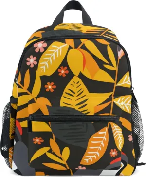 Bolaz Upgraded Backpack for School Teenagers Girls Boys-Toucan Yellow Leaves Pattern,Travel Bag with Chest Buckle and Whistle