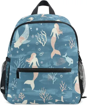 Bolaz Upgraded Backpack for School Teenagers Girls Boys-White Mermaid Silhouettes and Starfish,Travel Bag with Chest Buckle and Whistle