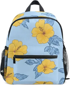 Bolaz Upgraded Backpack for School Teenagers Girls Boys-Yellow Hibiscus Flower Pattern,Travel Bag with Chest Buckle and Whistle