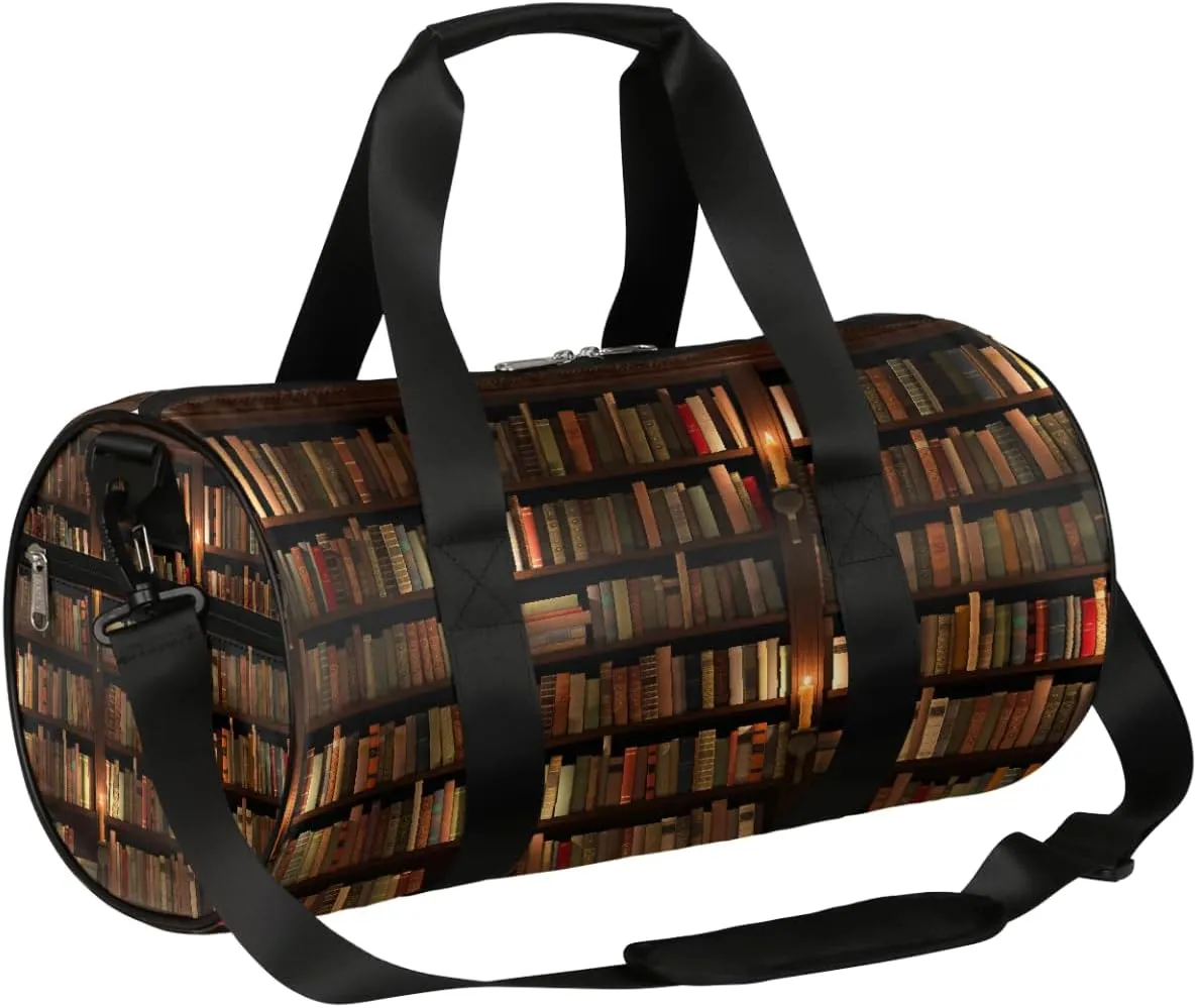 Book Library Sports Gym Bag Duffel Bags Workout Lightweight Shoulder Weekender Bag Travel Duffel Bag for Men Women(Bookshelf)