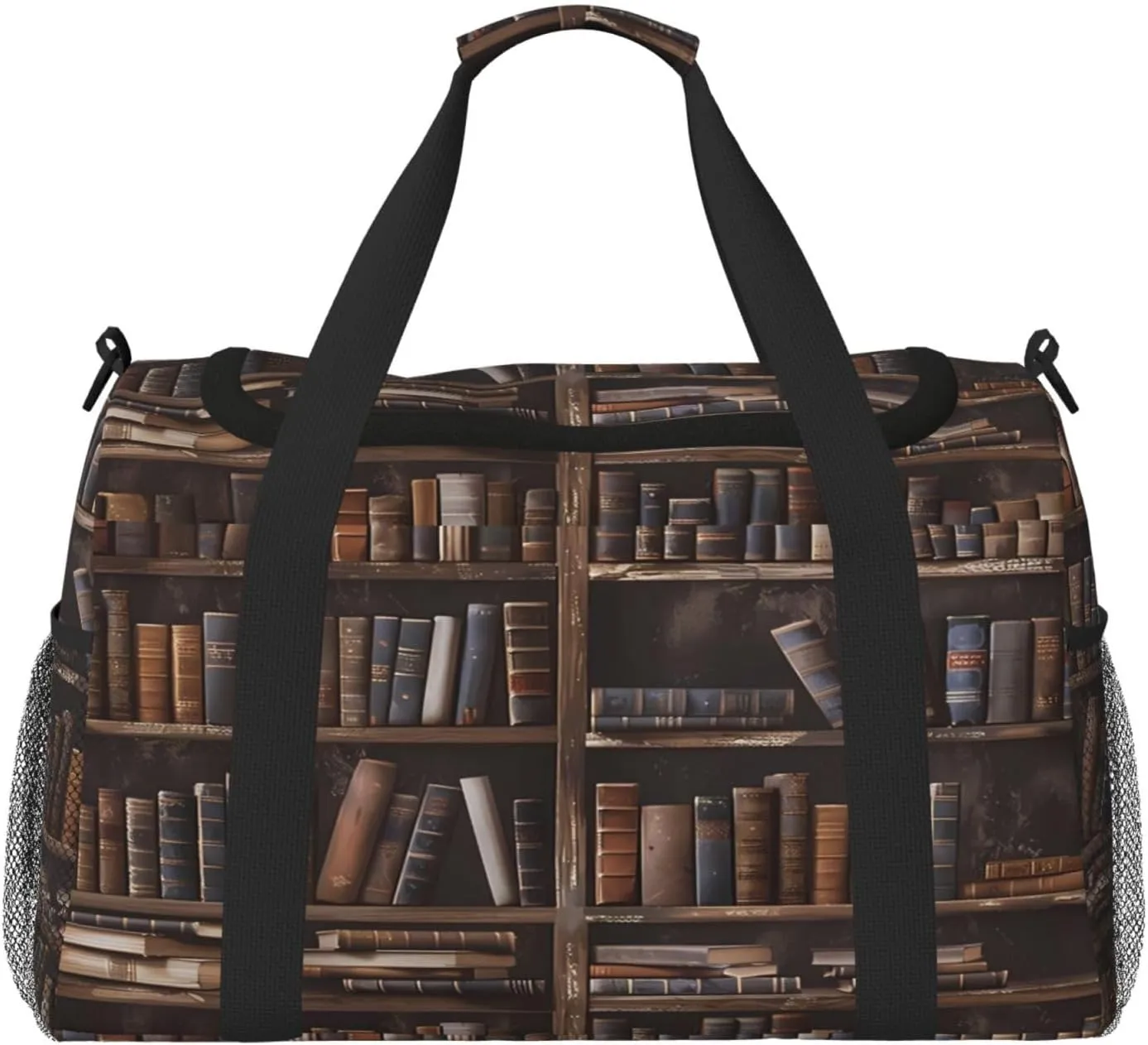 Bookshelf Books Wallpaper Duffle Bag Travel Duffel Bags for Men Women Waterproof Gym Overnight Weekender Bag Carry on Tote Bag