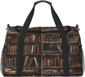 Bookshelf Books Wallpaper Duffle Bag Travel Duffel Bags for Men Women Waterproof Gym Overnight Weekender Bag Carry on Tote Bag