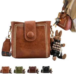 Bootara Bucket Bag, Bucket Bags for Women, Adjustable Wide Shoulder Strap, Vintage Crossbody Bag with Bunny Charm