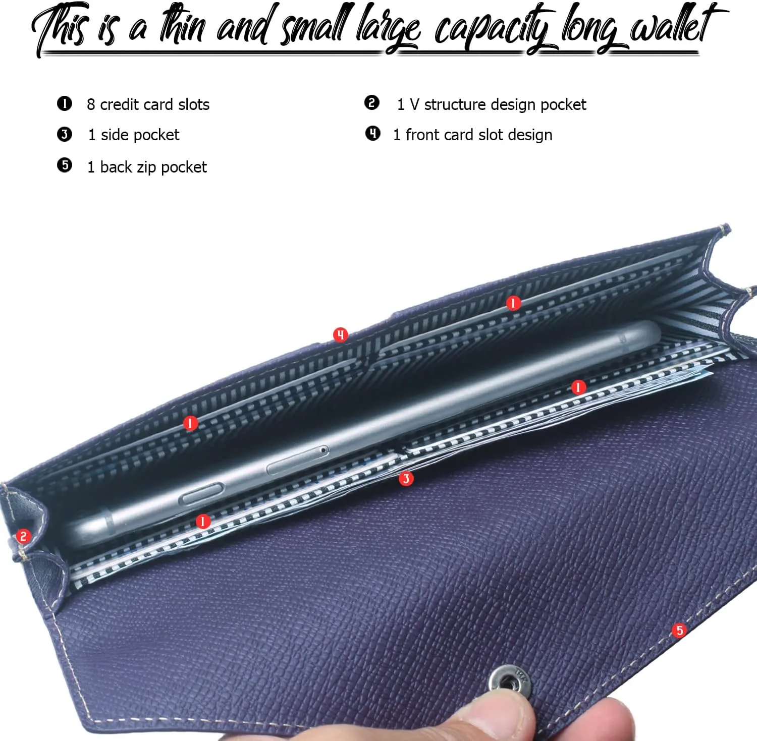 Borgasets Wallet for Women Bifold Leather Ladies Phone Cluth Travel Long Zipper Purse with Large Capacity and Thin