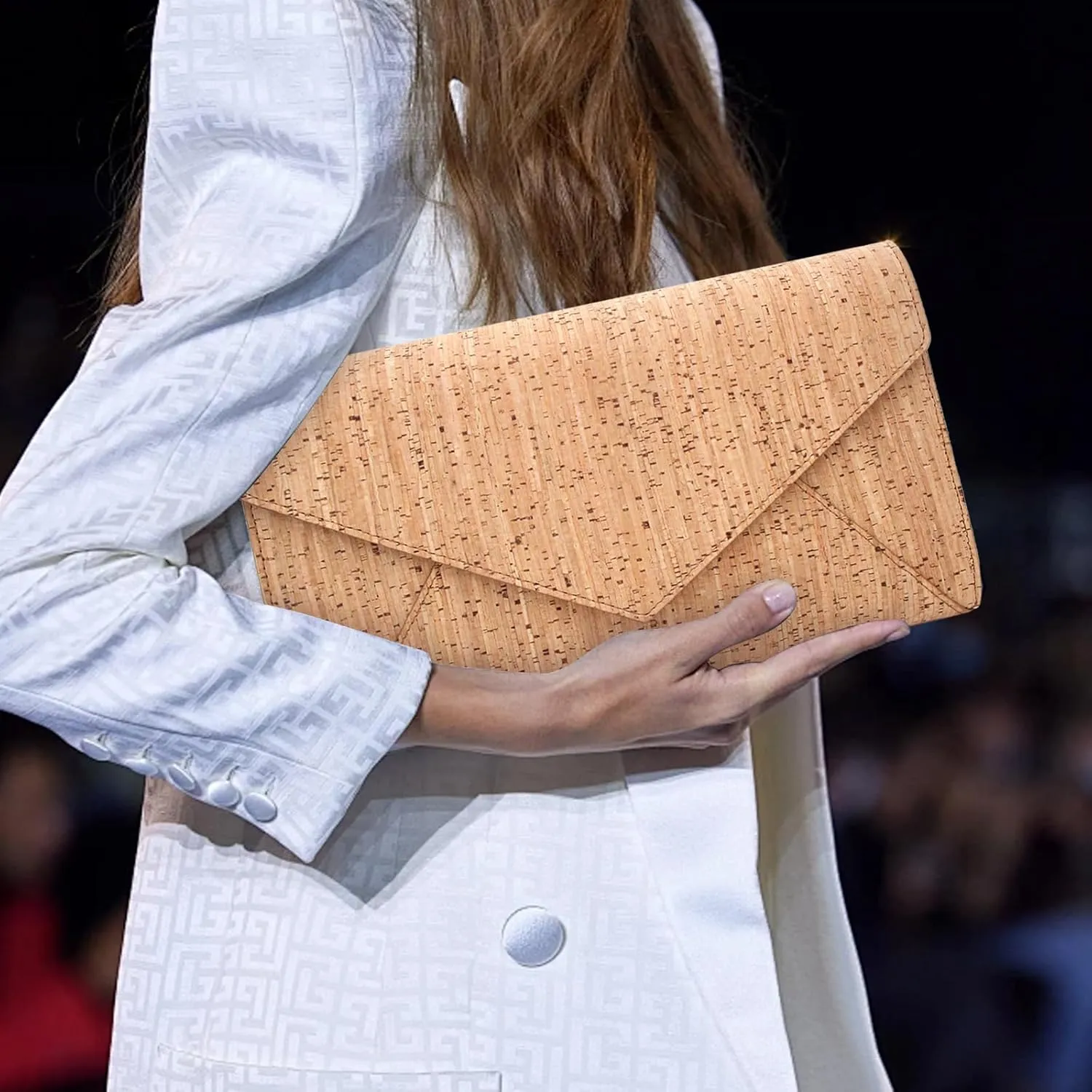 boshiho Natural Cork Crossbody Bag, Women Vegan Handbag Cork Clutch Wallet