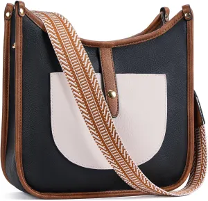 BOSTANTEN Crossbody Bags for Women Trendy Vegan Leather Hobo Handbags Fashion Shoulder Purse with Adjustable Guitar Strap