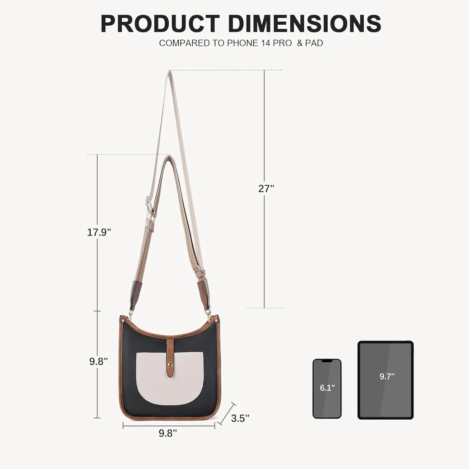 BOSTANTEN Crossbody Bags for Women Trendy Vegan Leather Hobo Handbags Fashion Shoulder Purse with Adjustable Guitar Strap