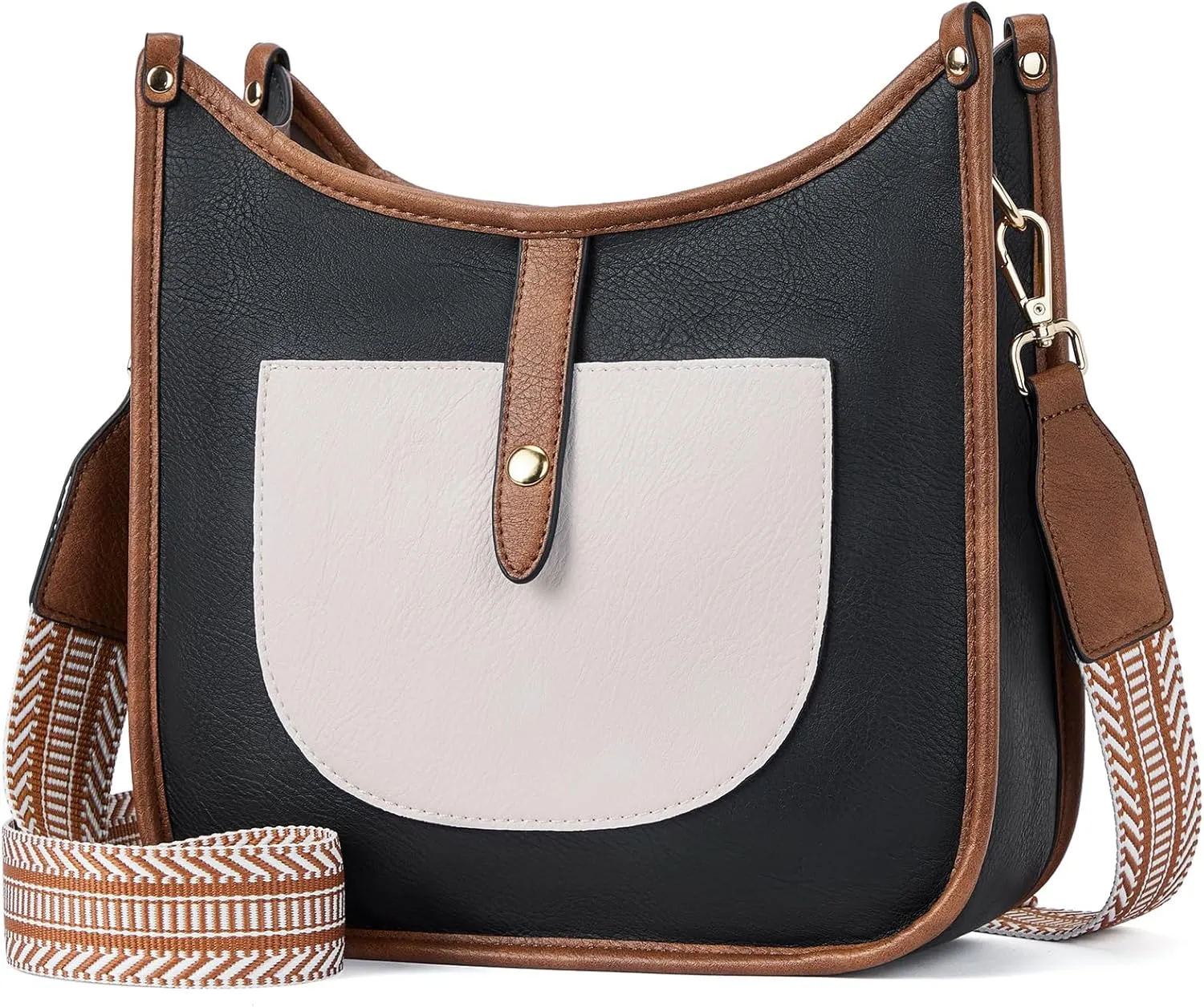 BOSTANTEN Crossbody Bags for Women Trendy Vegan Leather Hobo Handbags Fashion Shoulder Purse with Adjustable Guitar Strap