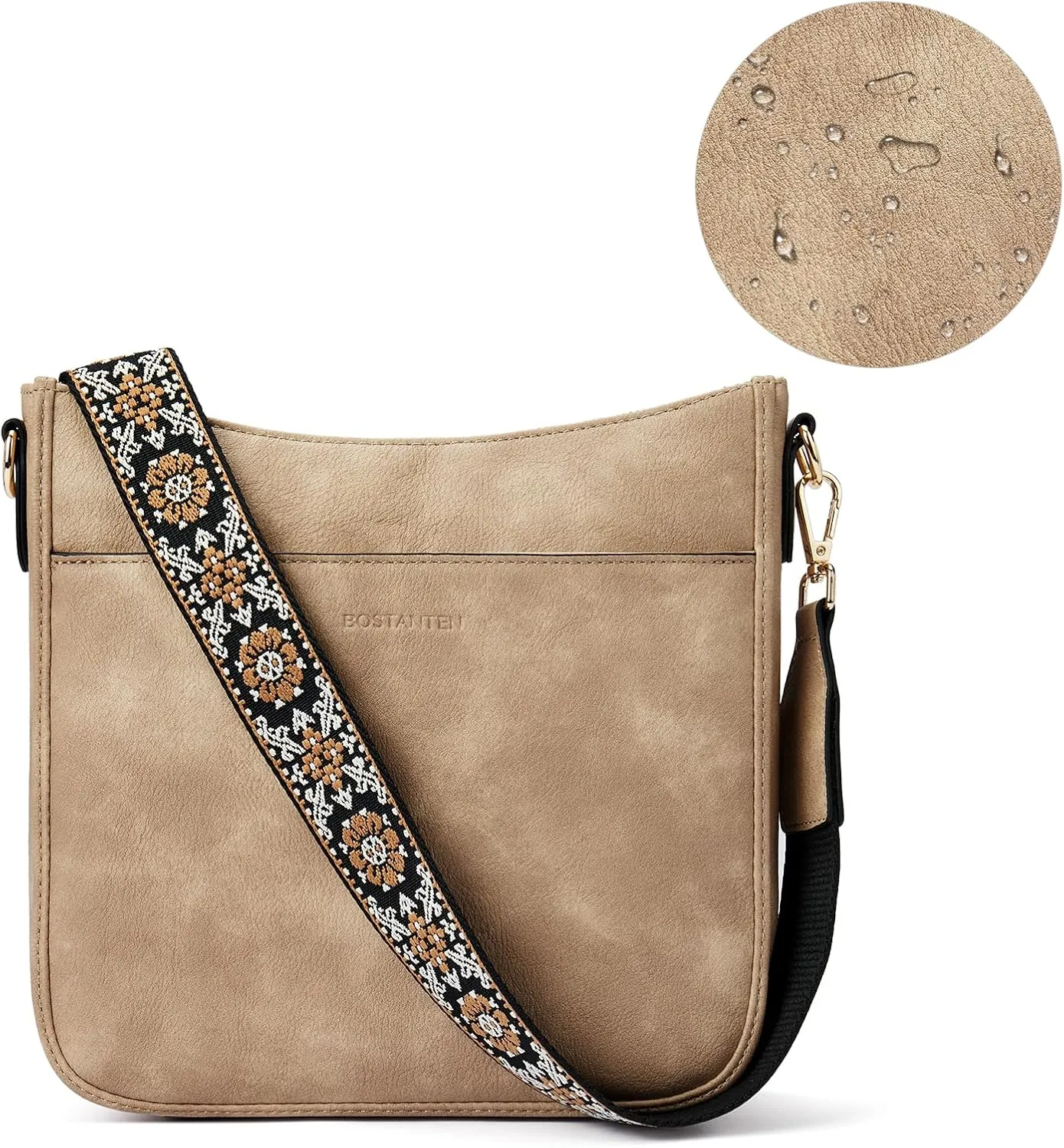 BOSTANTEN Crossbody Bags for Women Trendy Vegan Leather Hobo Purses Shoulder Handbags With Wide Shoulder Strap