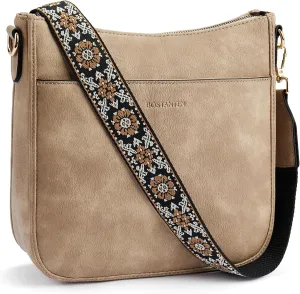 BOSTANTEN Crossbody Bags for Women Trendy Vegan Leather Hobo Purses Shoulder Handbags With Wide Shoulder Strap