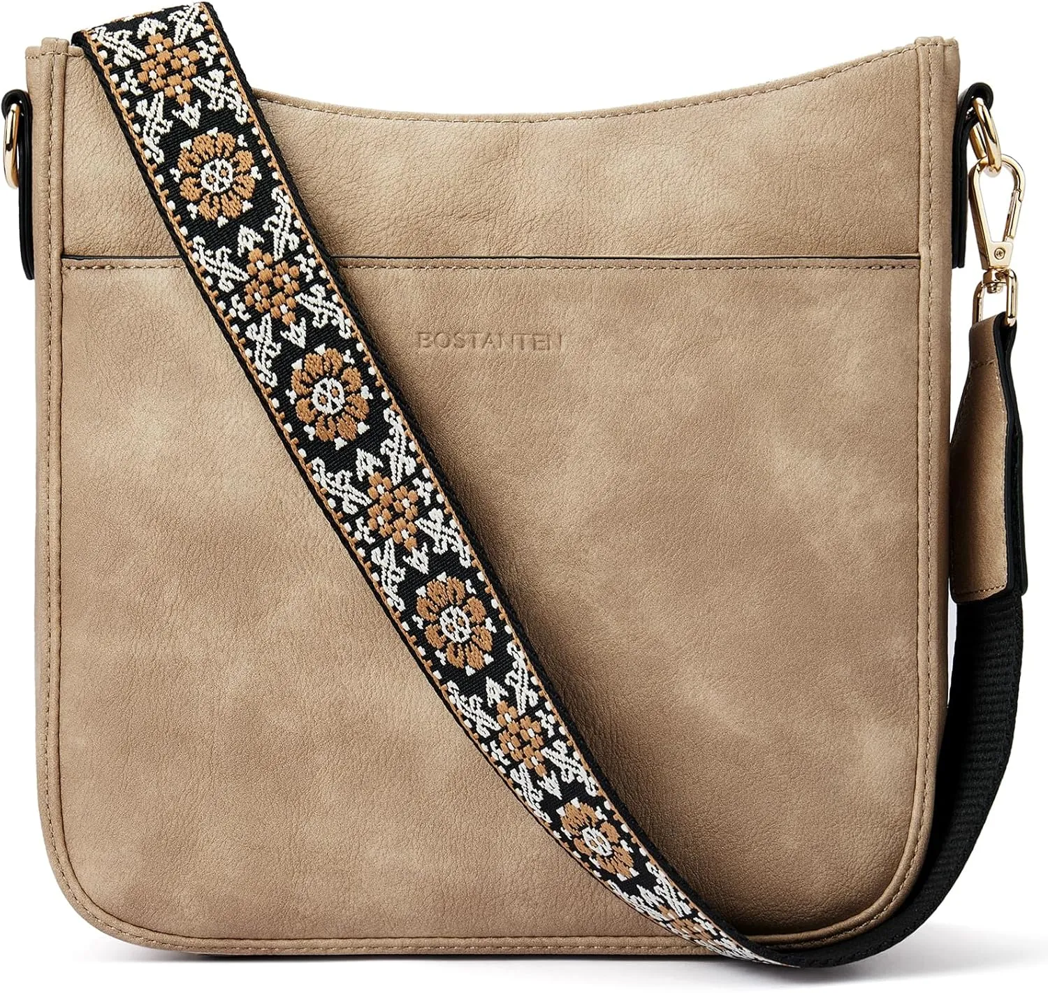 BOSTANTEN Crossbody Bags for Women Trendy Vegan Leather Hobo Purses Shoulder Handbags With Wide Shoulder Strap