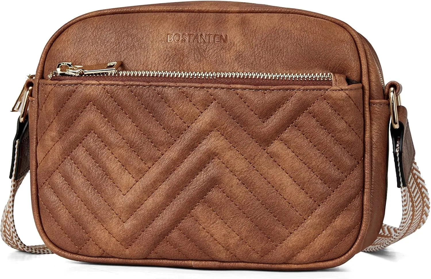 BOSTANTEN Quilted Crossbody Bags for Women Vegan Leather Purses Small Shoulder Handbags with Wide Strap