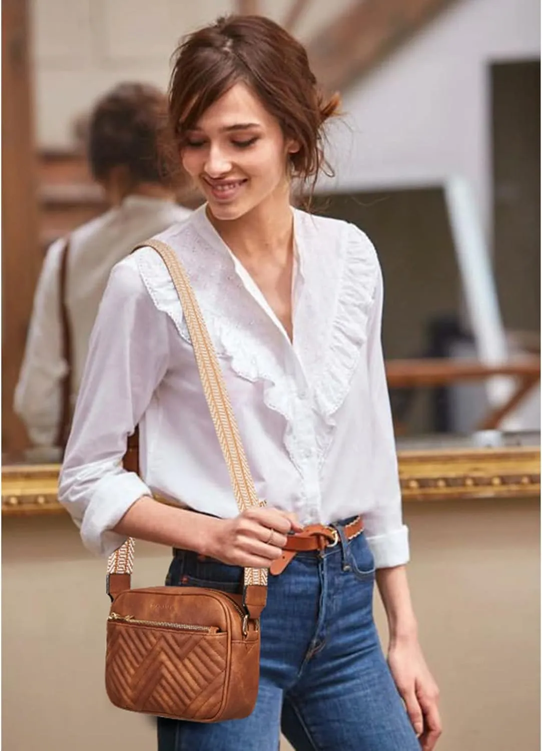 BOSTANTEN Quilted Crossbody Bags for Women Vegan Leather Purses Small Shoulder Handbags with Wide Strap