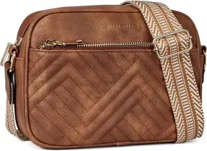 BOSTANTEN Quilted Crossbody Bags for Women Vegan Leather Purses Small Shoulder Handbags with Wide Strap