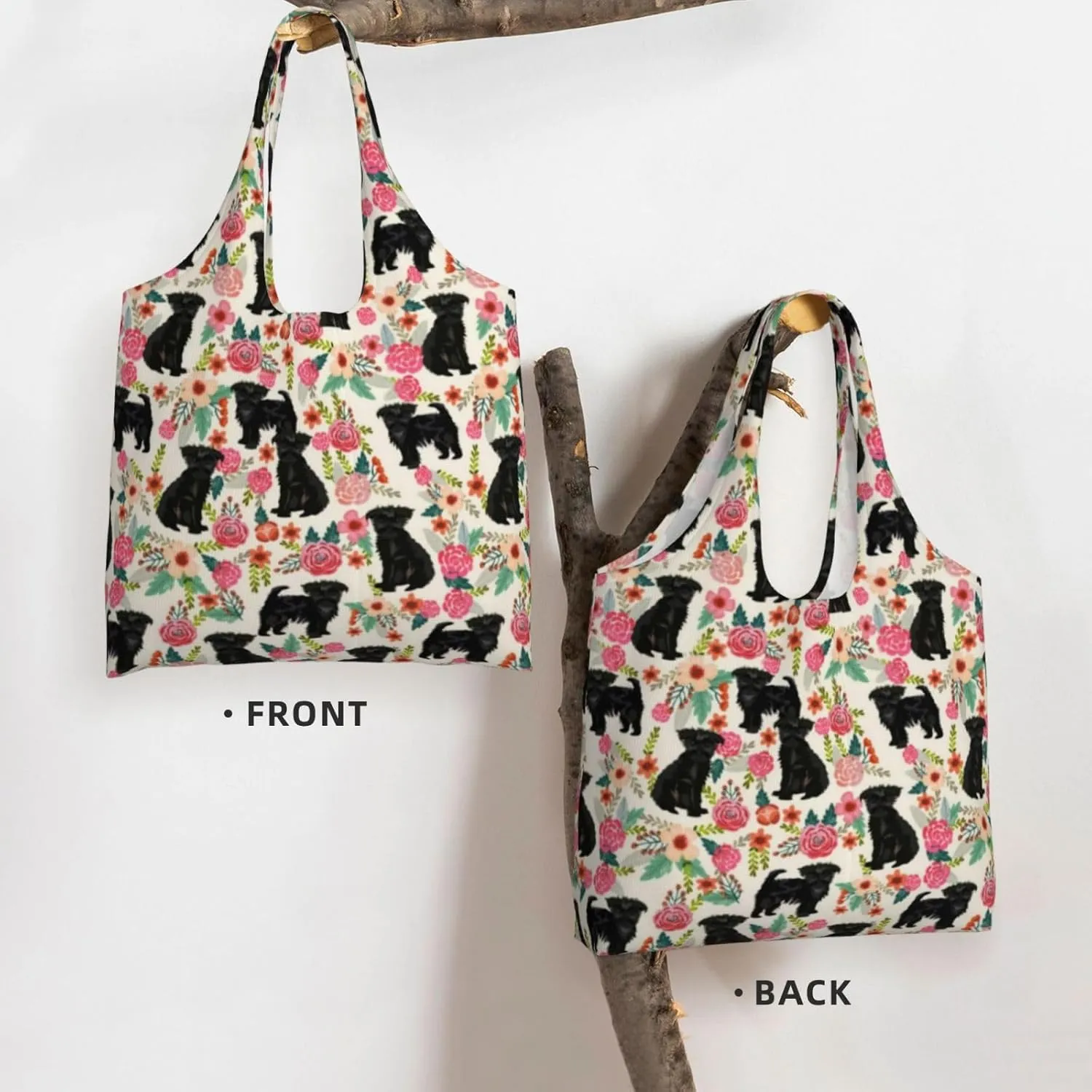 Boxer Dogs Rose Flower Floral Canvas Tote Bags For Grocery Shopping Reusable Cloth Bags Soft Shoulder Bag