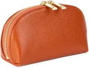BOZOK Leather Cosmetic Makeup Case Genuine Pebble Leather Makeup Bag Cosmetic Pouch Travel Organizer Toiletry Clutch Pencil Case… (Tile)
