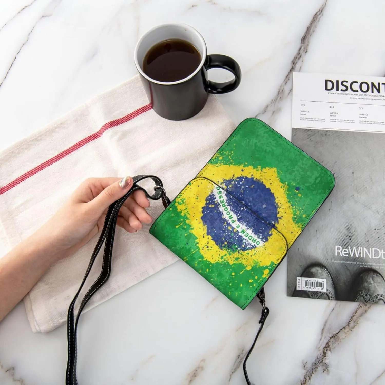 Brazil Flag Brazilian Womans Crossbody Bags Leather Cell Phone Purse Adjustable Shoulder Bags
