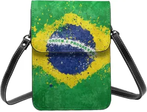 Brazil Flag Brazilian Womans Crossbody Bags Leather Cell Phone Purse Adjustable Shoulder Bags
