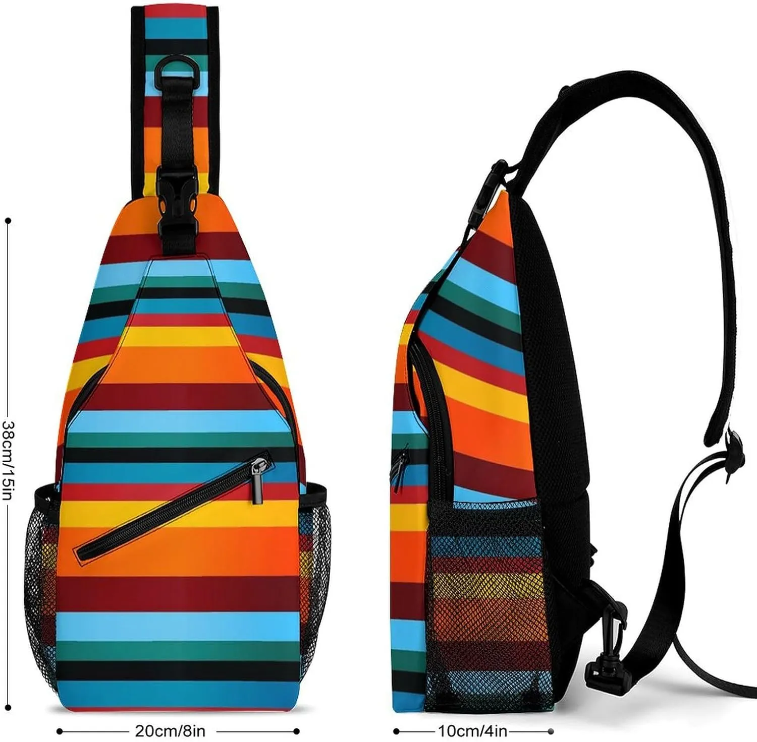 Bright Colorful Striped Versatile And Convenient Multipurpose Crossbody Bag - Perfect for Travel And Hiking