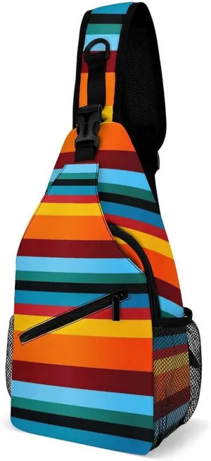 Bright Colorful Striped Versatile And Convenient Multipurpose Crossbody Bag - Perfect for Travel And Hiking
