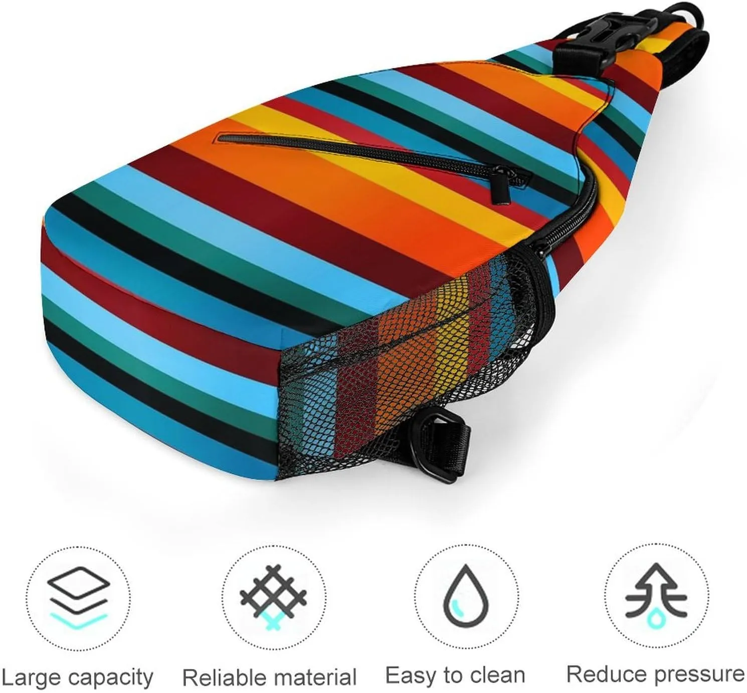 Bright Colorful Striped Versatile And Convenient Multipurpose Crossbody Bag - Perfect for Travel And Hiking