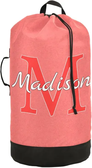 Bright Pink Personalized Nylon Travel Laundry Bag for Luggage Custom Dirty Clothes Organizer with Drawstring Closure & Shoulder Straps Laundry Hamper Liner for College Dorm Factories Apartment