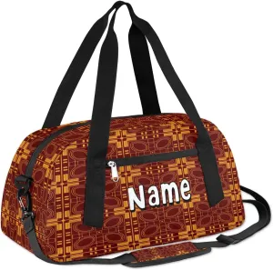 Bronze Aztec Ornament Personalized Kids Duffle Custom Duffel Bag for Little Girls Boys Overnight Bag Mini Gym Duffle Bag 18.5 Inch Weekender Bag for Kids Travel Sport Duffle Bag