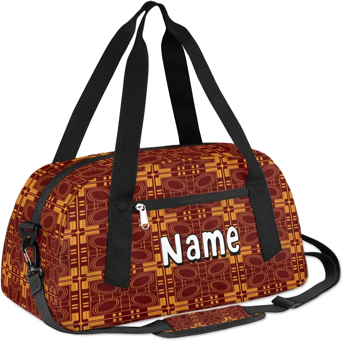 Bronze Aztec Ornament Personalized Kids Duffle Custom Duffel Bag for Little Girls Boys Overnight Bag Mini Gym Duffle Bag 18.5 Inch Weekender Bag for Kids Travel Sport Duffle Bag