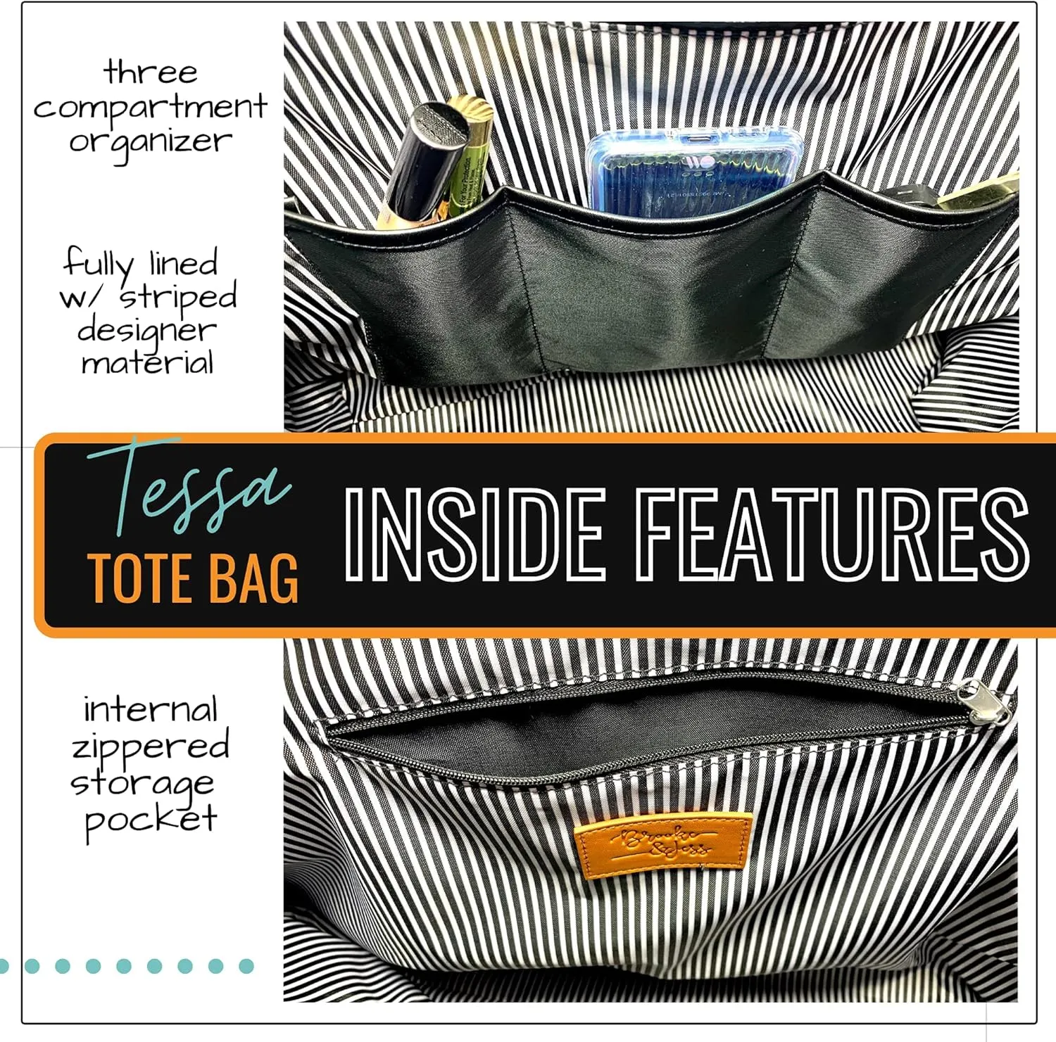 Brooke & Jess Designs Tote Bag for Grandma – Sturdy Canvas Grandma Tote w/Zipper & Inner Pocket Grandma Bag for Everyday Use